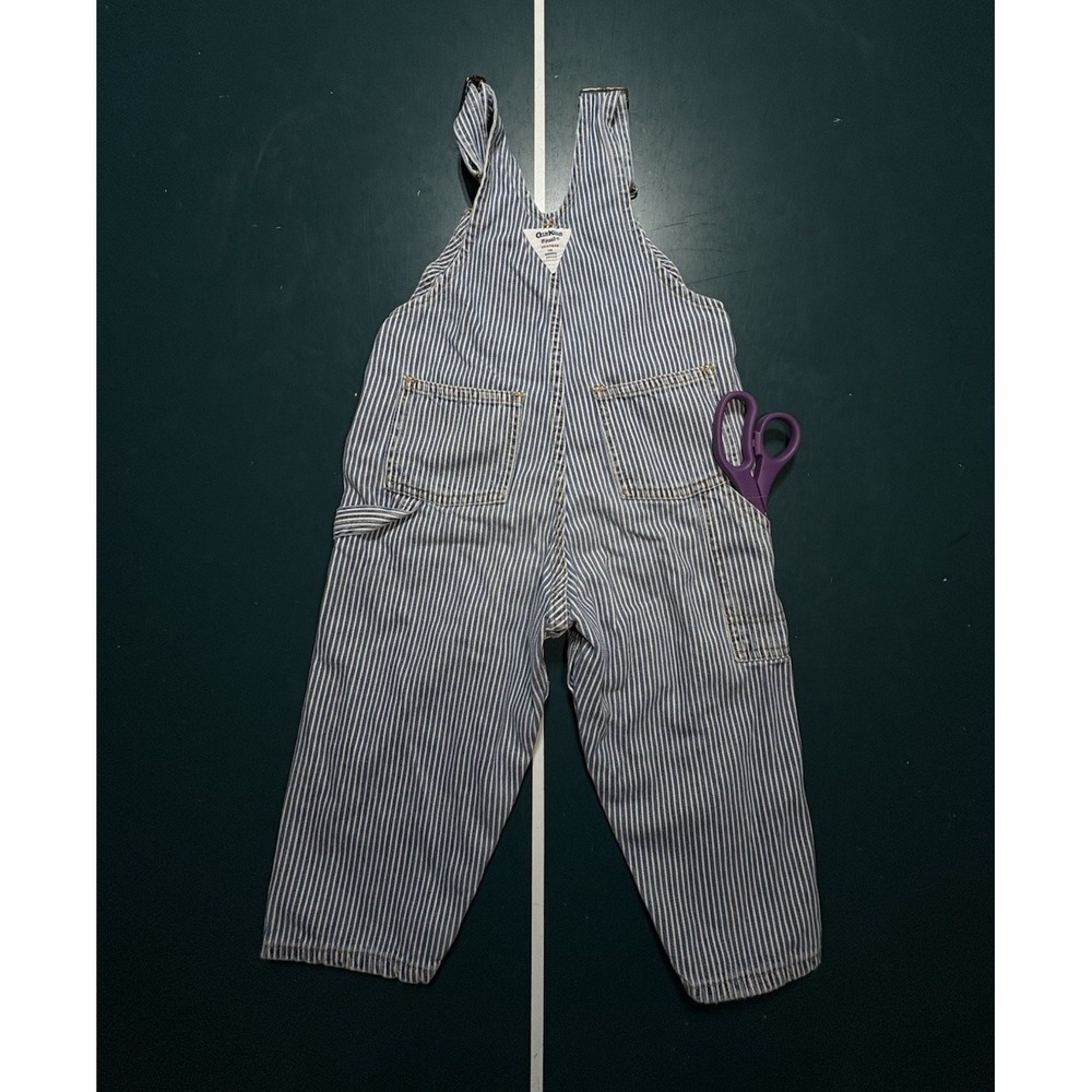 Vintage OshKosh B'gosh Blue Hickory Stripe Overalls Size 4T Made In USA Vestbak‎ - Picture 4 of 9